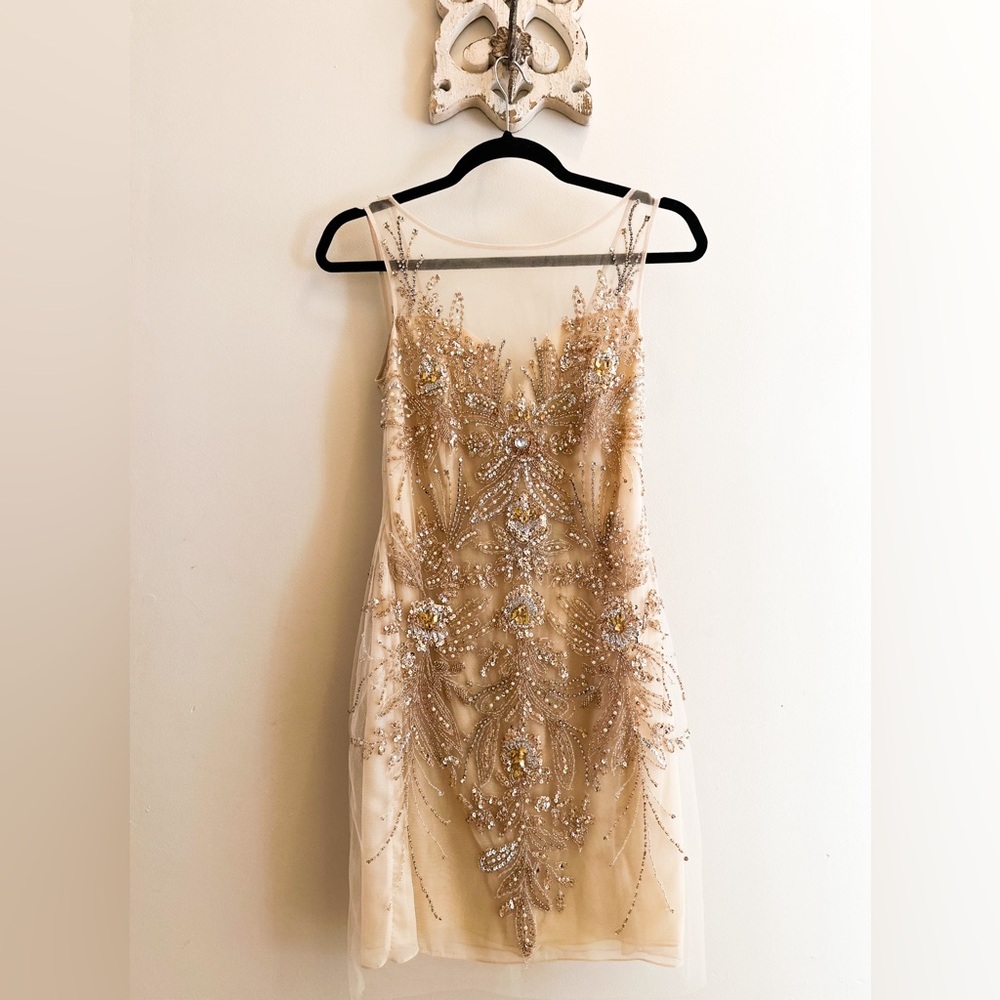 Basix Black Label Dress Sequin Embellished Gown Size 2